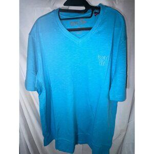 Born Fly Men's V-Neck Embroidered Logo T-Shirt, Blue, Size 2XL, NWT